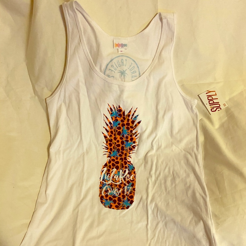 Lularoe 2017 Pineapple Tank top white m